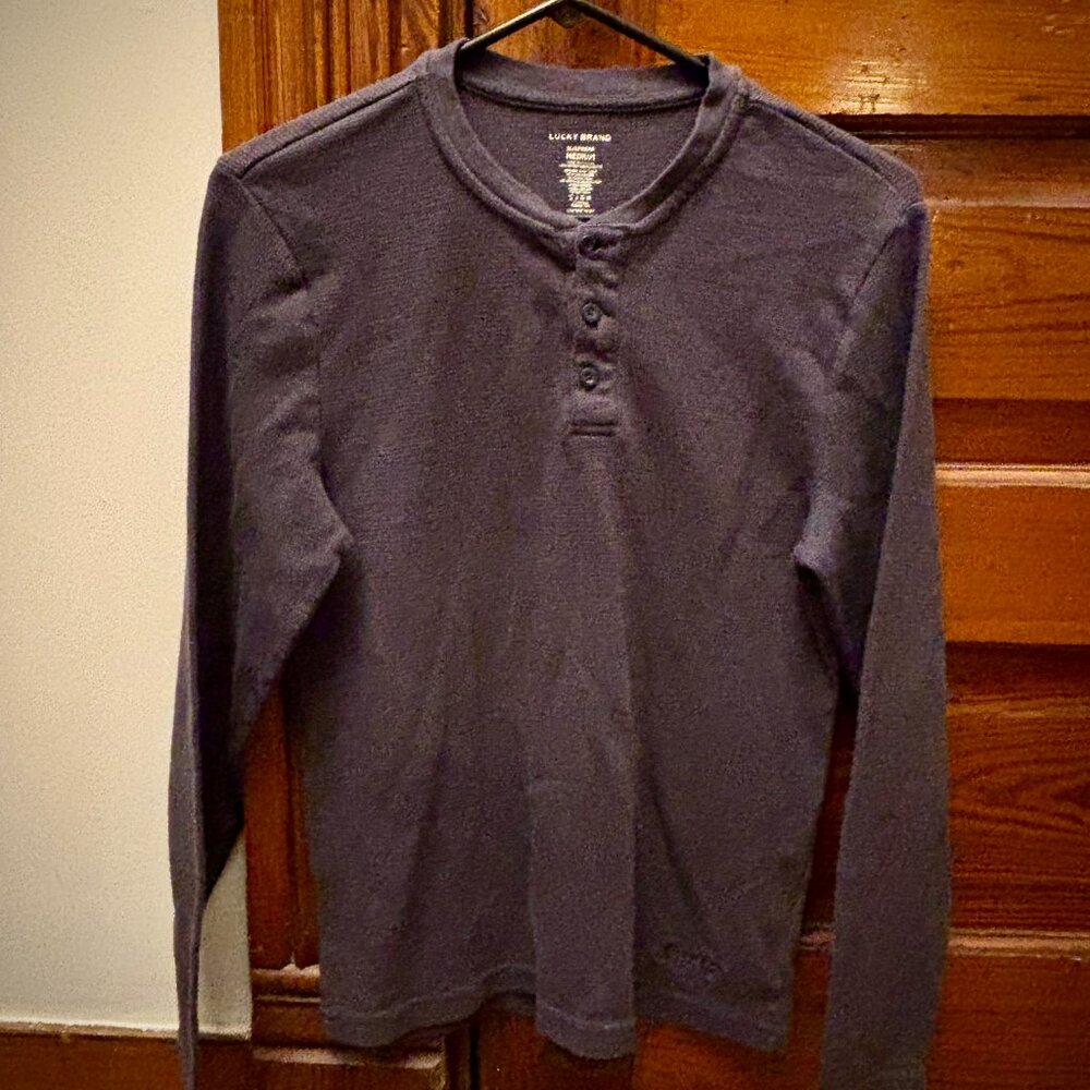 Men's Lucky Brand Sleepwear Long Underwear Long Sleeve Shirt Sized Medium - Navy